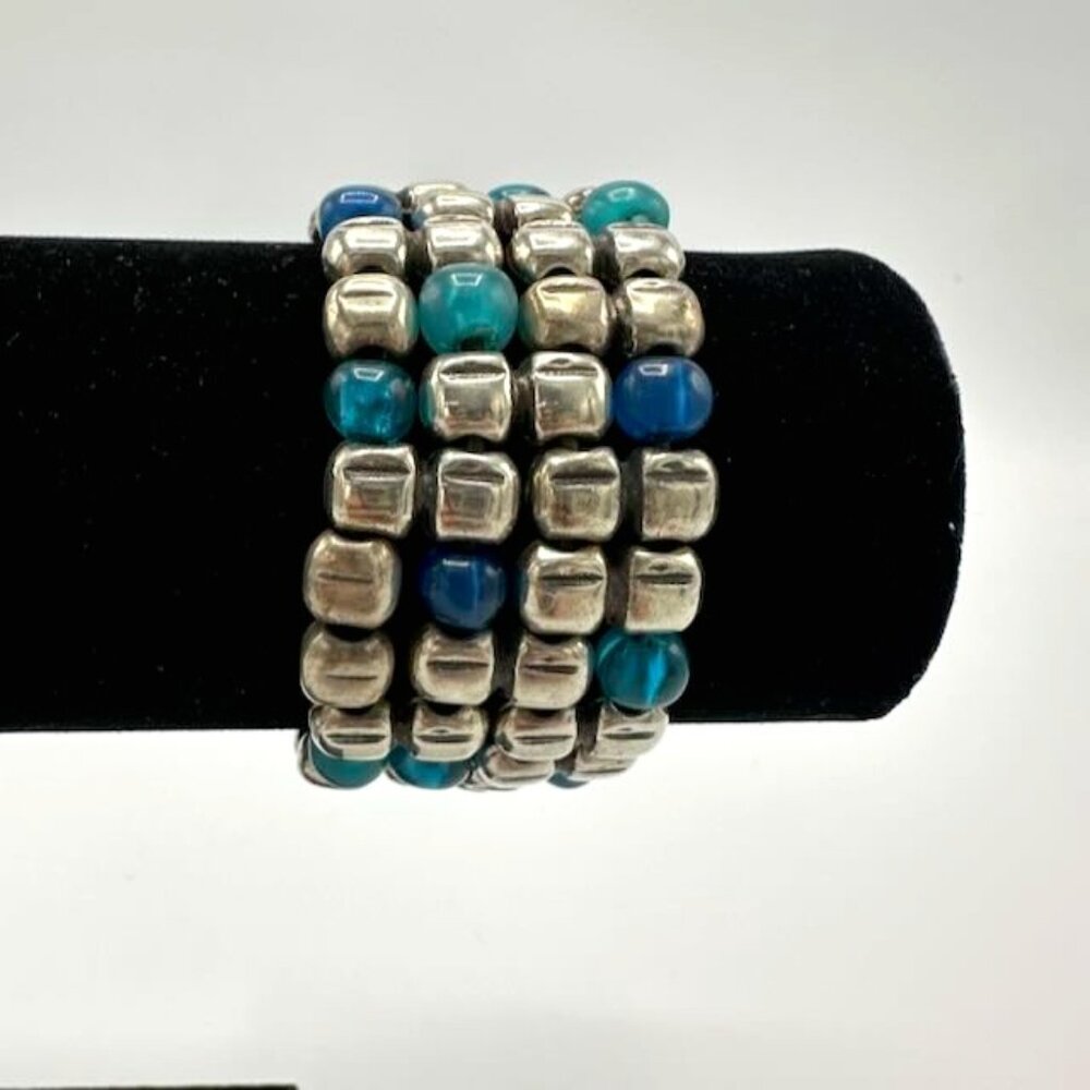 Uno De 50 Four Strand Square Bead Bracelet